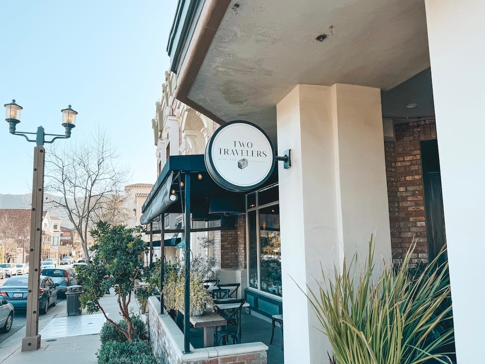 The exterior of Two Travelers Wine Bar in Old Town Temecula