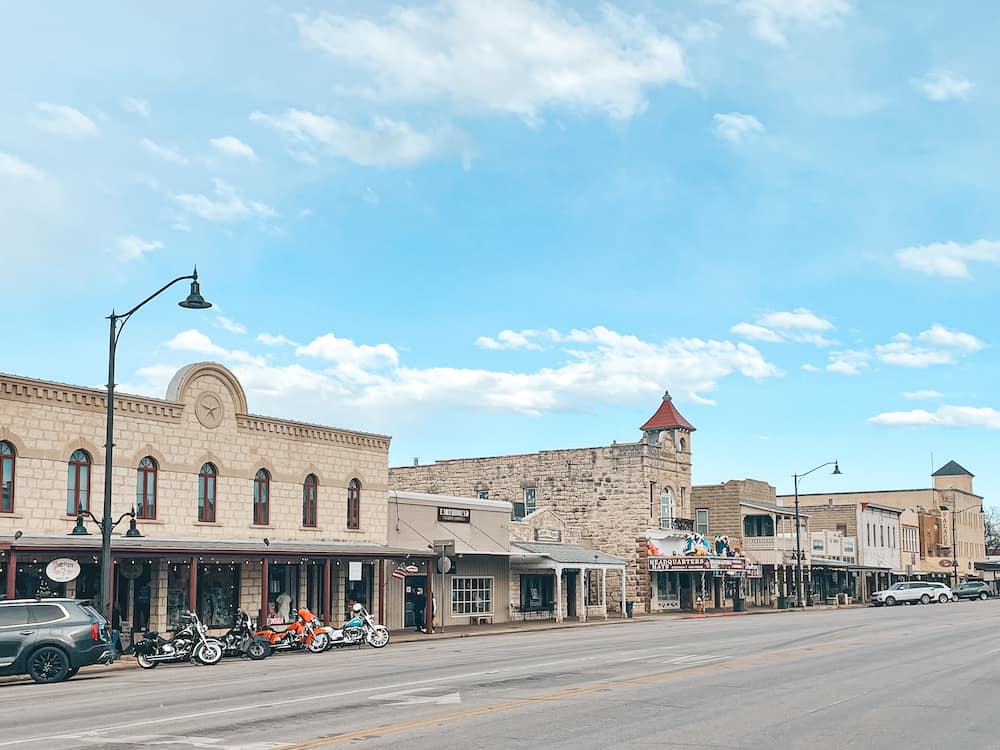 Historic buildings on Main Street in Fredericksburg, Texas