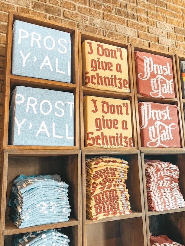 Themed t-shirts on display at one of the stores on Main Street in Downtown Fredericksburg.