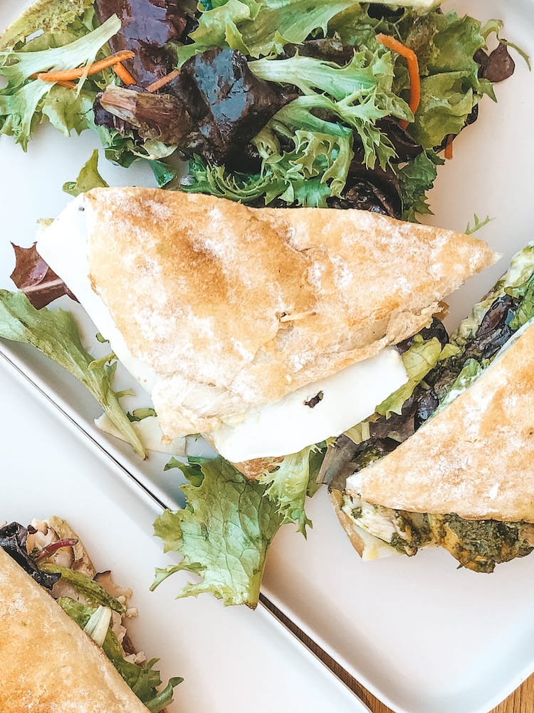 A sandwich and salad.