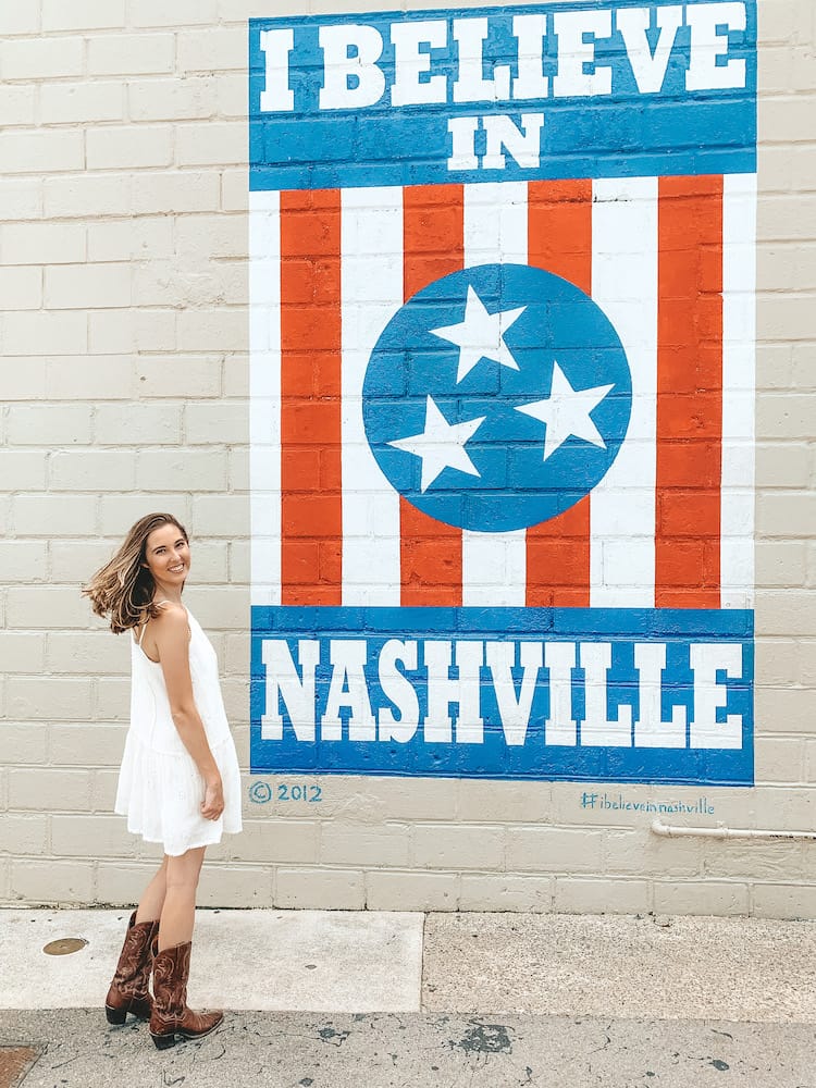 I Believe in Nashville Mural with Tennessee Flag in Nashville, TN