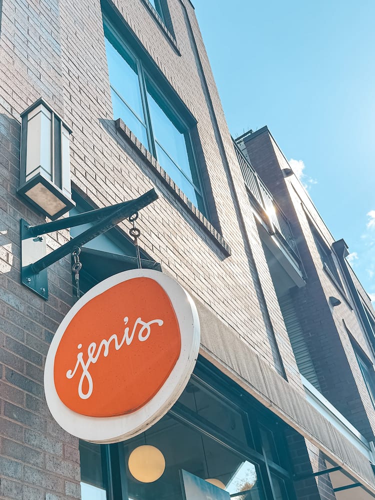 The orange and white sign for Jeni's Ice Creams in 12 South