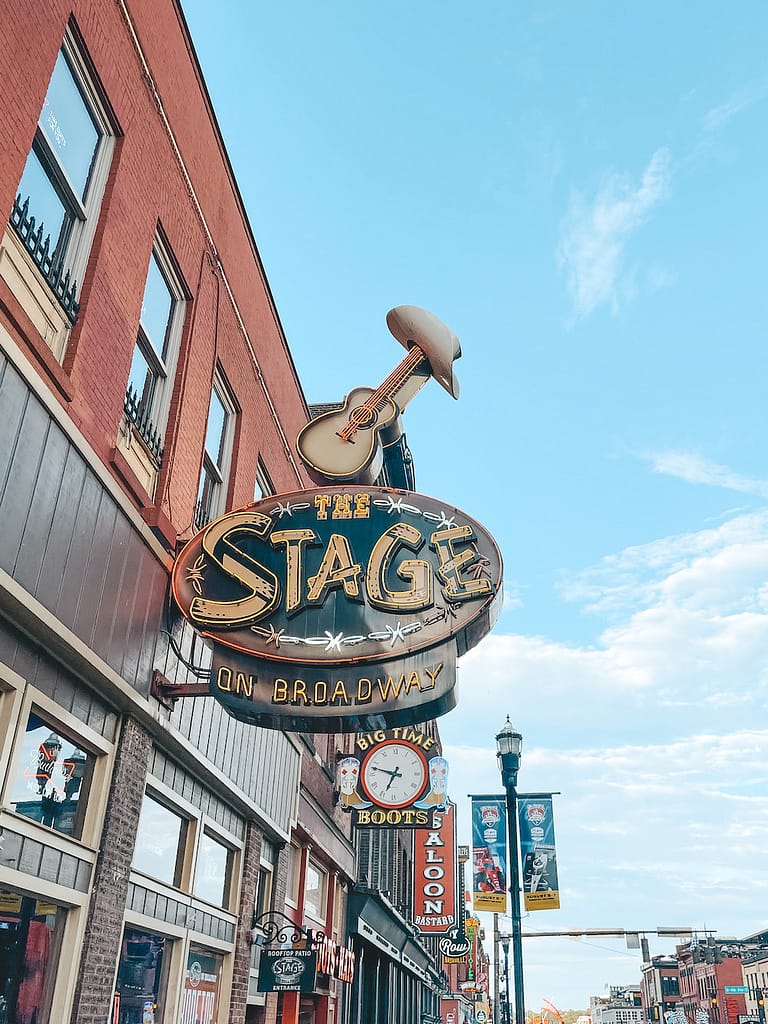 The outside of The Stage, known as one of the best bars in Nashville on Broadway.