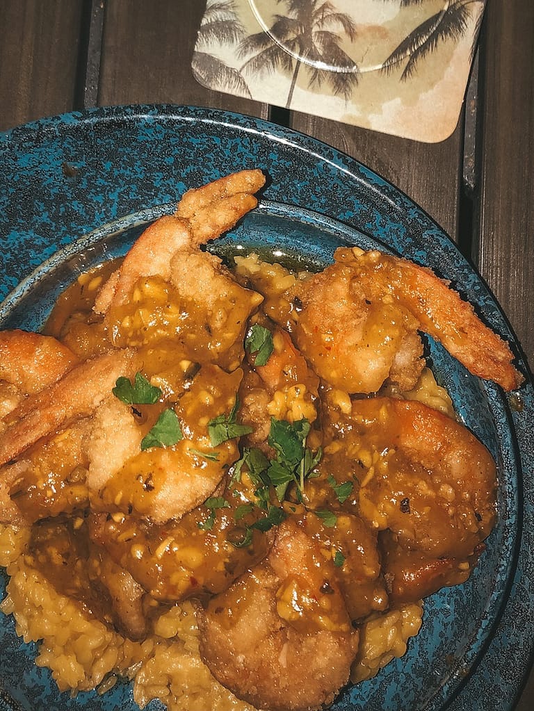 Garlic shrimp and lemon butter risotto from SKY Waikiki, one of the most popular places to eat in Waikiki.