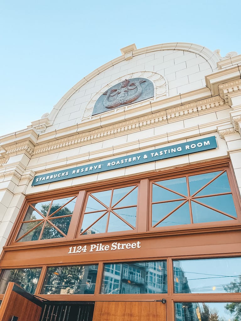 The outside of the Starbucks Reserve Roastery in Seattle.