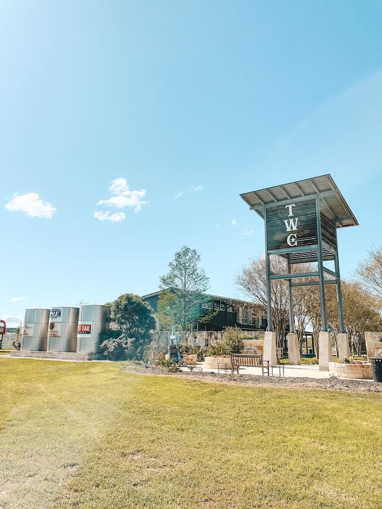 The exterior of the Texas Wine Collective in Fredericksburg, Texas