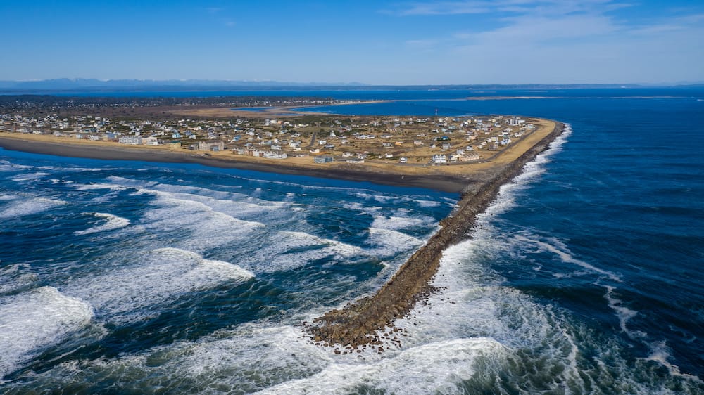 A view of Ocean Shores, Washington, from above.