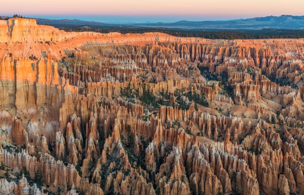 The red rock formations and hoodoos in Bryce Canyon National Park, one of the best places to visit in the USA in April.