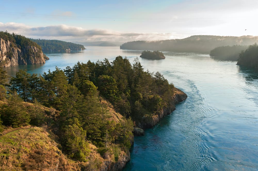 A gorgeous aeries view of Whidbey Island in Washington