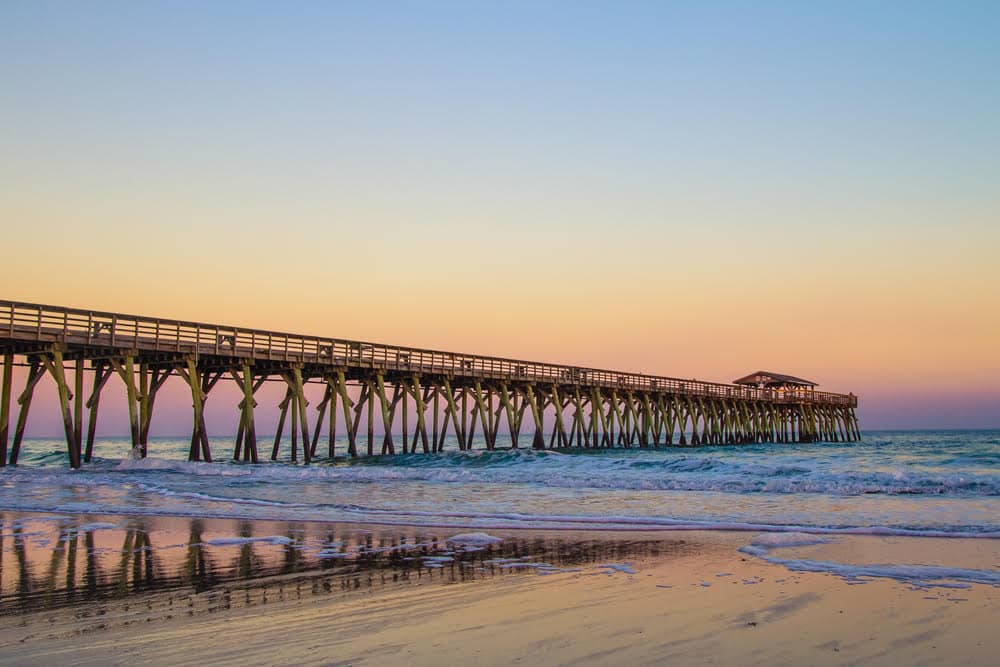 A gorgeous sunset behind the pier at Myrtle Beach