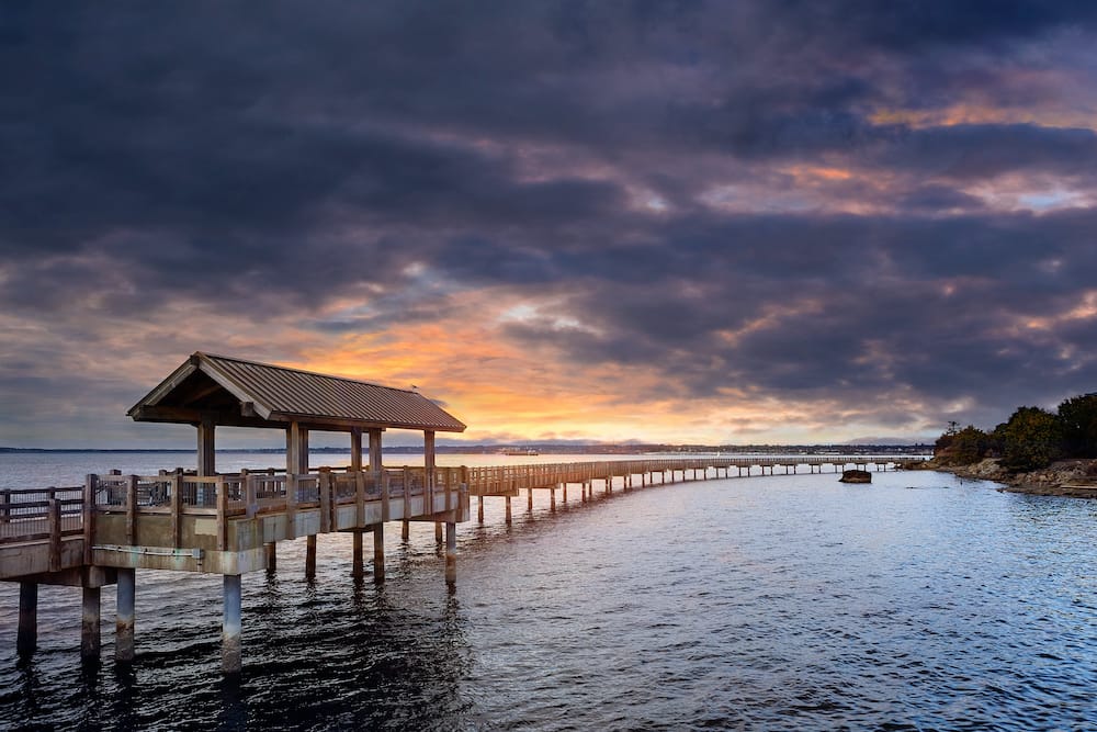 A long bridge at Boulevard Park in Bellingham, one of the best day trips from Seattle.