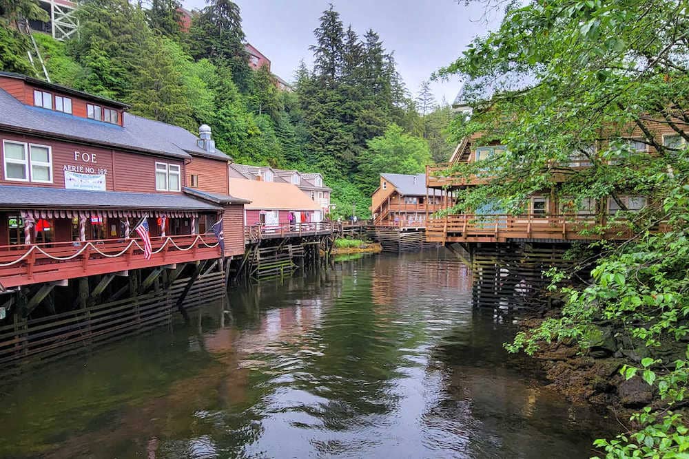 The small town sitting on the water of Ketchikan, Alaska
