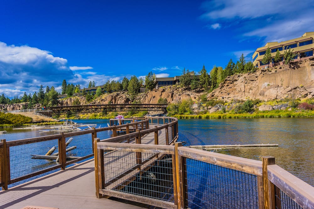 The Deschutes River in Bend, Oregon, in the late summer.