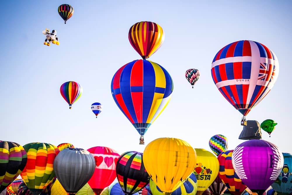 The colorful hot balloons at the Albuquerque International Balloon Fiesta.