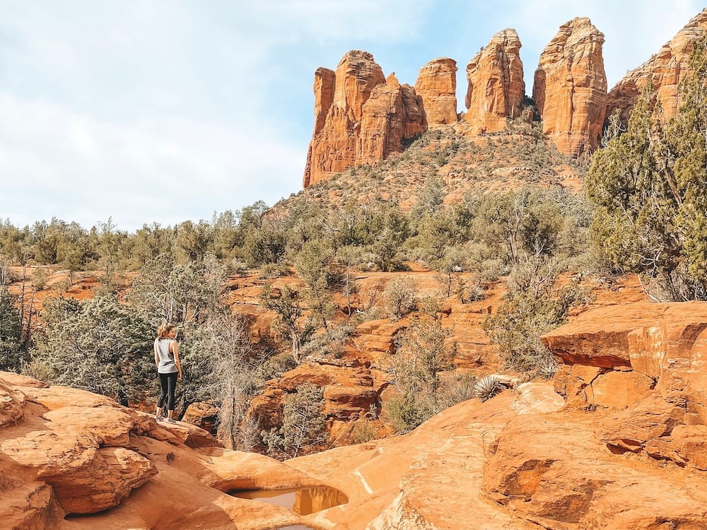 The red rocks and pools on Soldier Pass Trail in Sedona, Arizona.