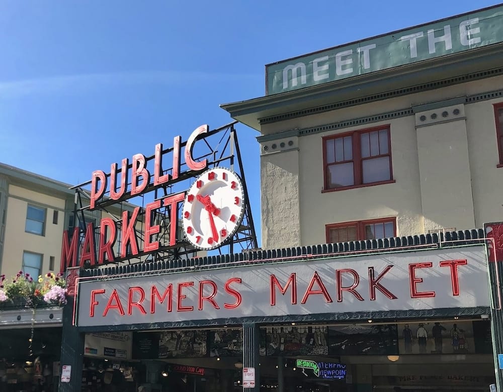 The sign at Seattle Public Market Farmers Market in Seattle