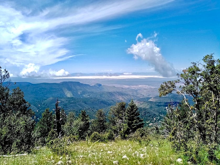 The gorgeous views and greenery and clouds in Cloudcroft, New Mexico.