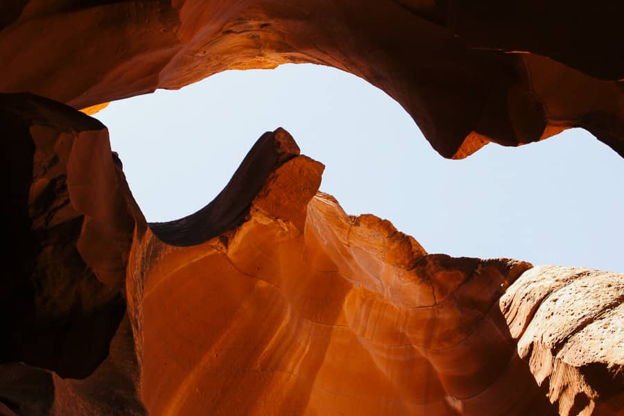 The red rock slot canyon, Antelope Canyon, is one of the best places to visit in the USA in May to see the light shining through the canyon walls